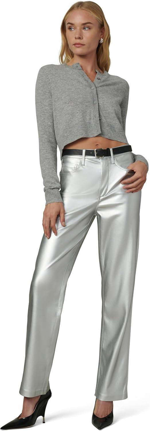 image:imageJoes Jeans Baby Boys The Margot High Rise Straight Leg JeanPlated Silver Vegan Leather