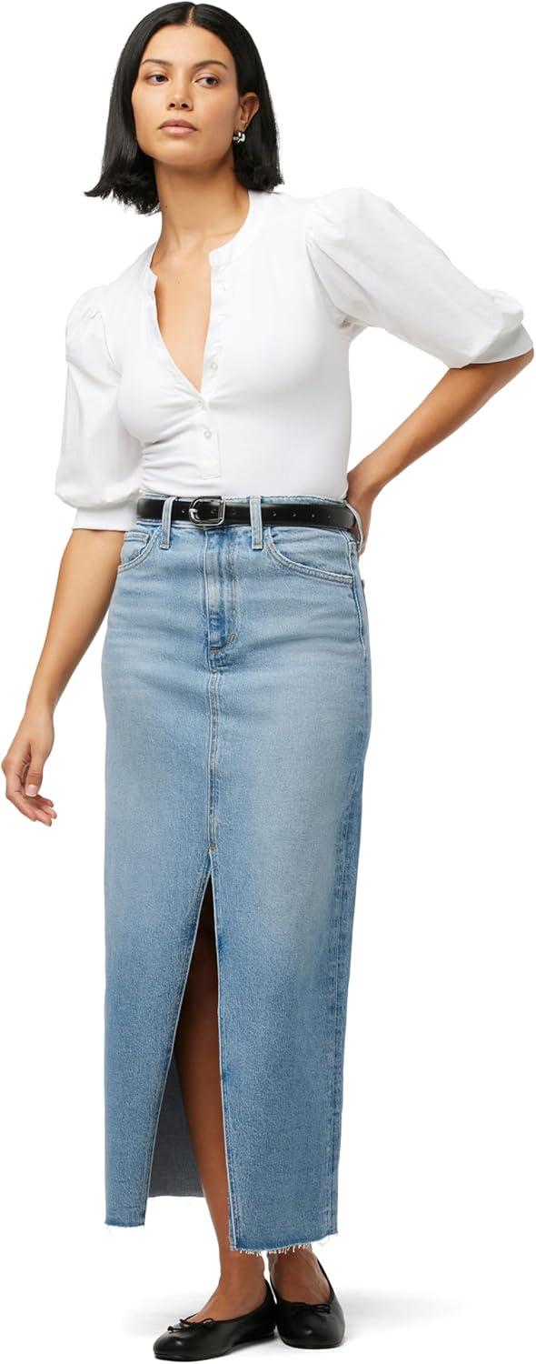 image:imageJoes Jeans Womens The Eva High Rise Maxi Denim Skirt with Front Slit Pazazz 28