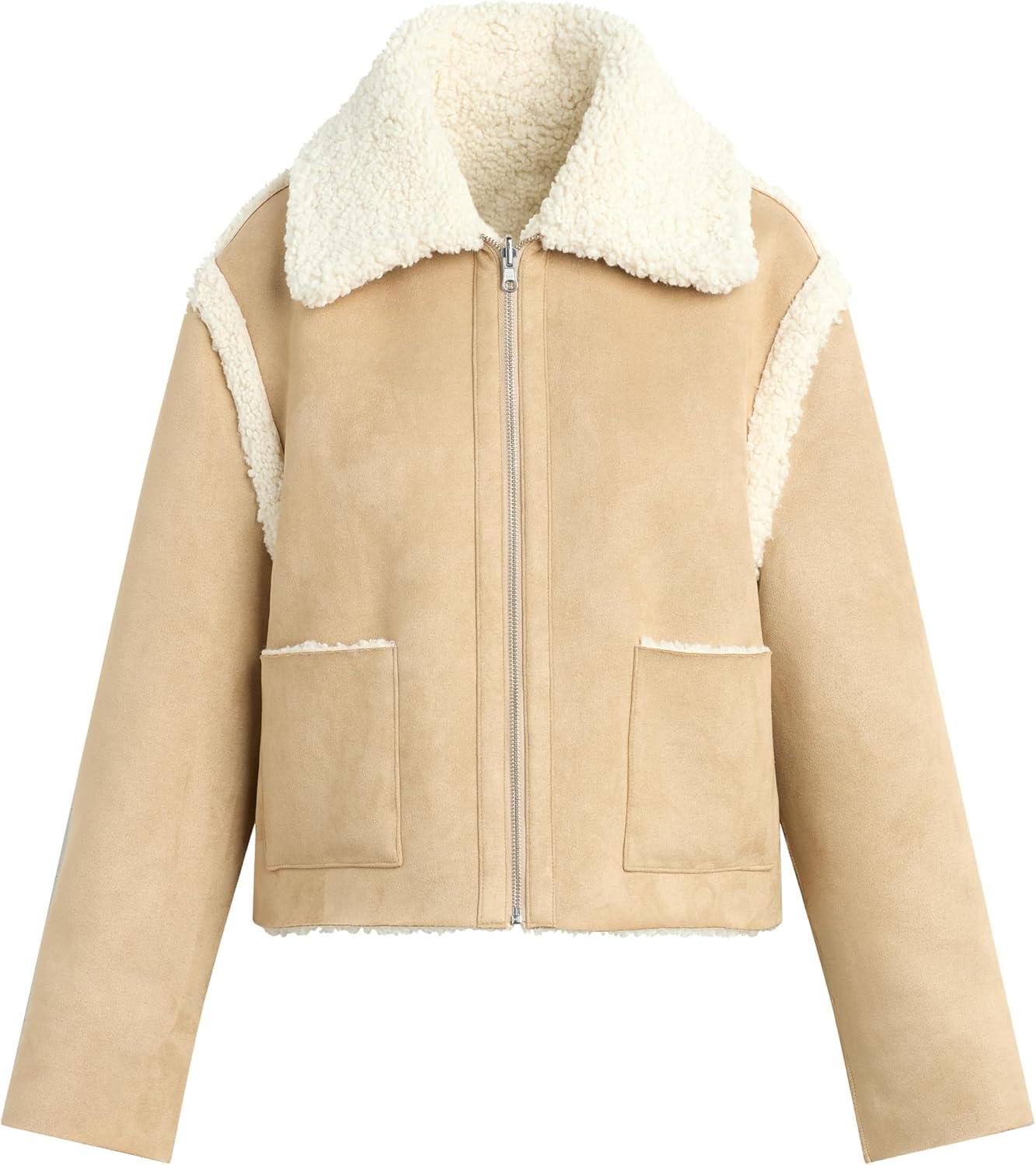 image:imageJoes Jeans Womens Halle Reversible Sherpa JacketAlmond and Cream