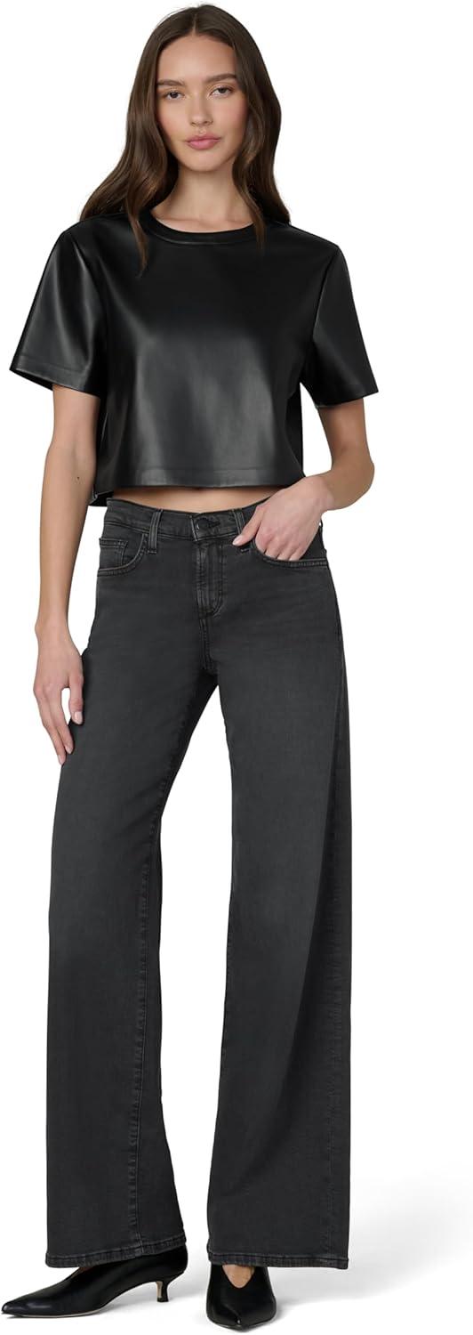 image:imageJoes Jeans Womens The Boxy Tee Black Vegan Leather Medium
