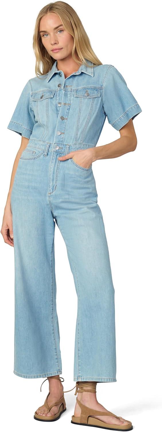 image:imageJoes Womens Denim Trucker Short Sleeve Wide Leg JumpsuitFacinating