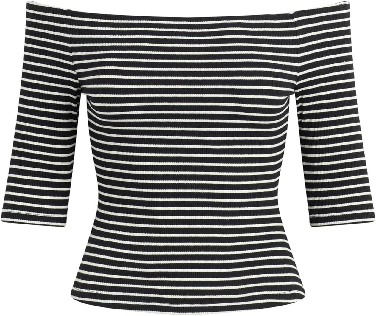 image:imageJoes Womens The Laur Off The Shoulder TopBlackWhite Stripe