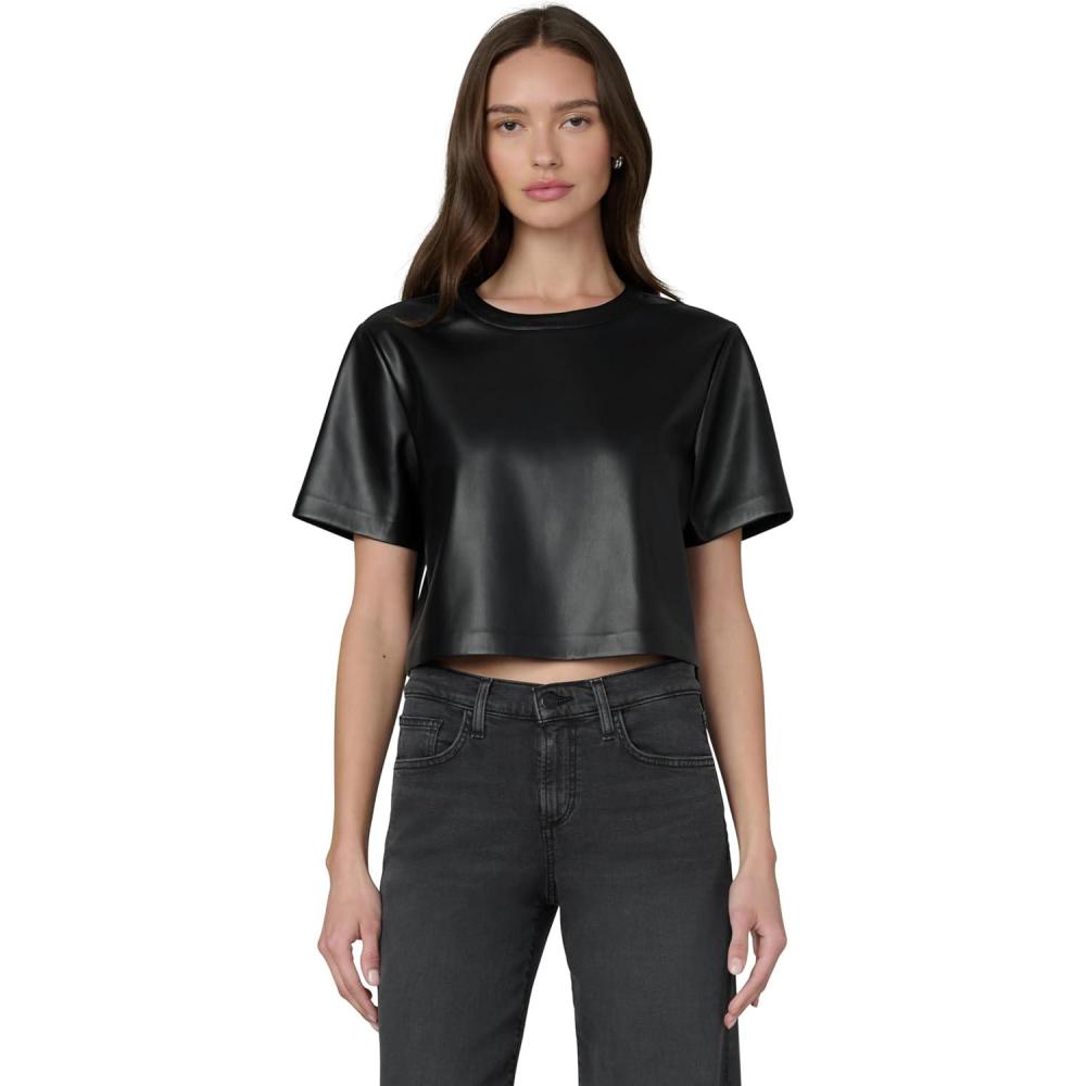 image:imageJoes Jeans Womens The Boxy Tee Black Vegan Leather Medium