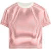 Joe’s Women’s The Boxy Tee(White and Cherry Red Stripe)