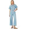 Joe’s Women’s Denim Trucker Short Sleeve Wide Leg Jumpsuit(Facinating)