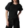 Joe’s Women’s The Lila Ruffle Short Puff Sleeve Top(Black)